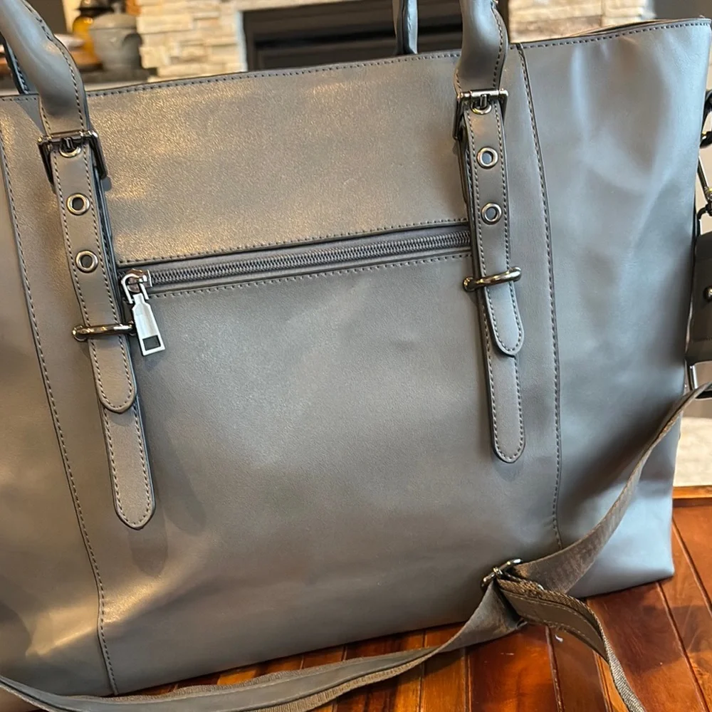 Mosiso Gray PU Leather LaptopTote Bag